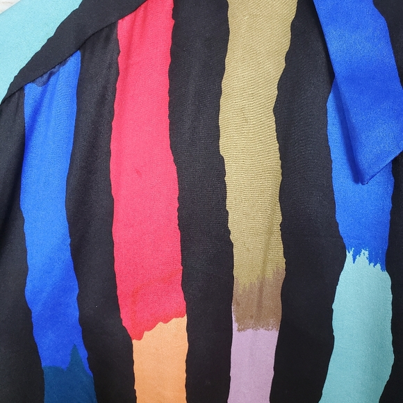 Genelli Men's XXL Vintage 90s 100% Silk Multi-Colored Button Down Shirt - Picture 4 of 11